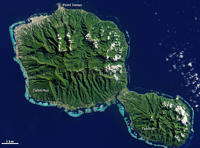 остров Таити, снимок со спутника из космоса