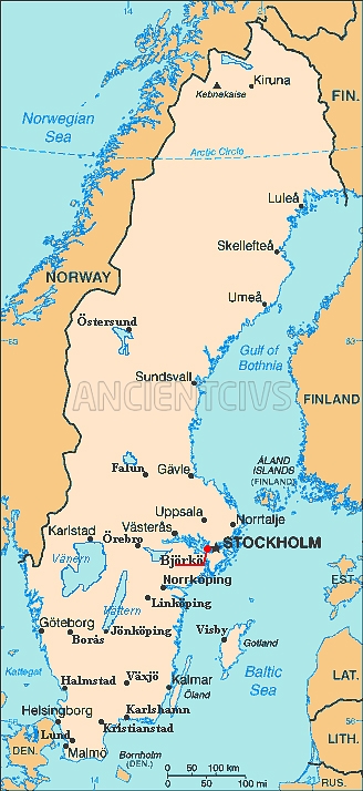 местоположение на карте Швеции