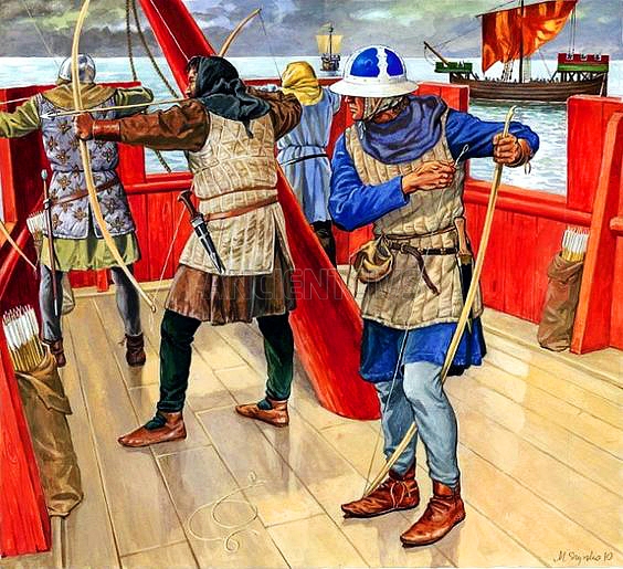 французские лучники, Столетняя война, битва при Слёйсе, 1340 г.