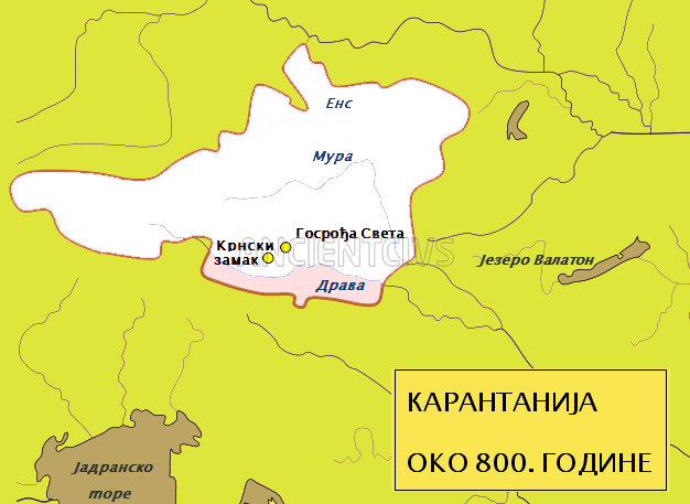 местоположение Крнски Града - столицы Карантании