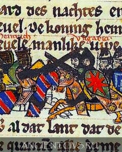 Битва при Риаде (Миниатюра Саксонской великой хроники 1200 год)