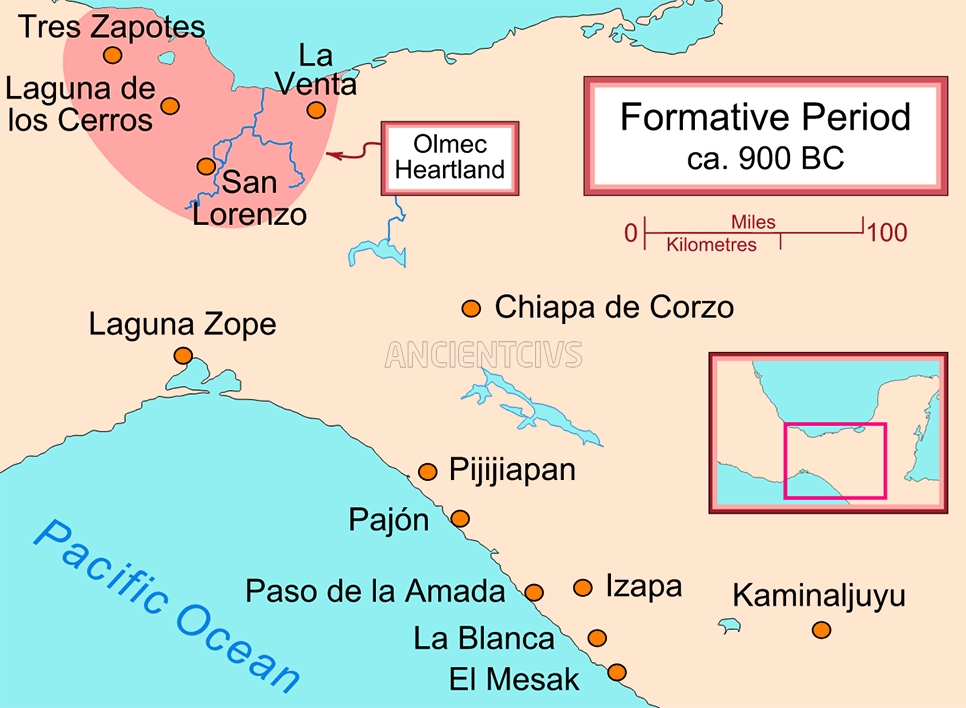 Исапа и другие значимые места формационного периода на карте