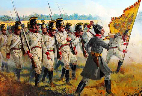 австрийская пехота под знаменами Священной Римской империи