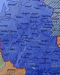 Карта Королевства Германия - Восточно-Франкского королевства (1000 г.)