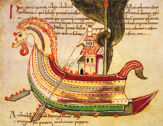 судно викингов, англосаксонский манускрипт, Нортумбрия, X в.