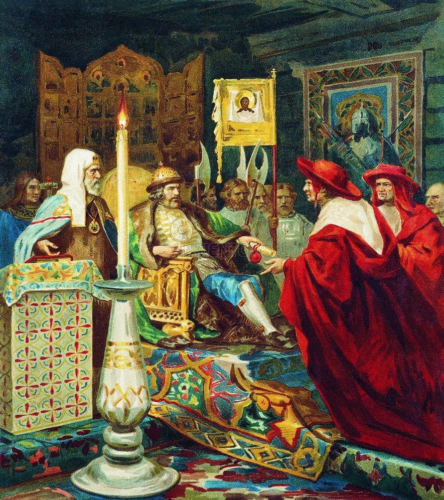 князь Новгородский Александр Невский принимает папских легатов, 1251 г