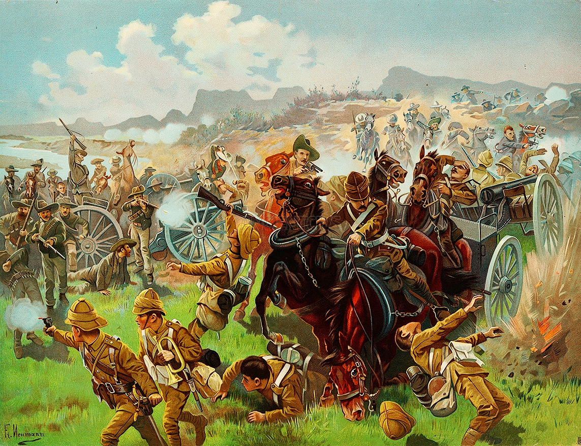 буры захватывают британскую артиллерию в битве при Коленсо, 1899 г.
