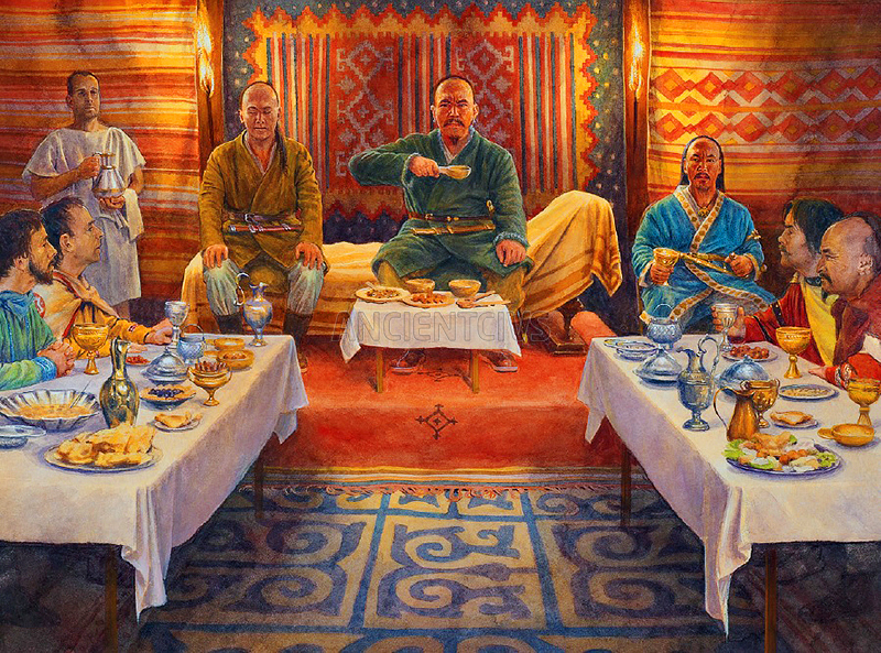 обед при дворе великого правителя гуннов - Аттилы