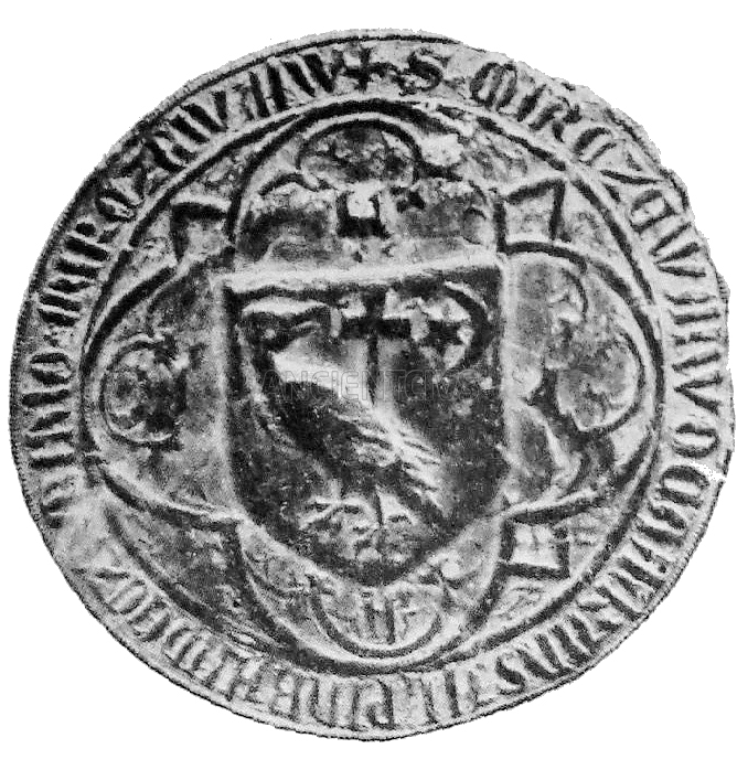 печать воеводы Мирчи I Старого с изображением герба Валахии, 1390 г.