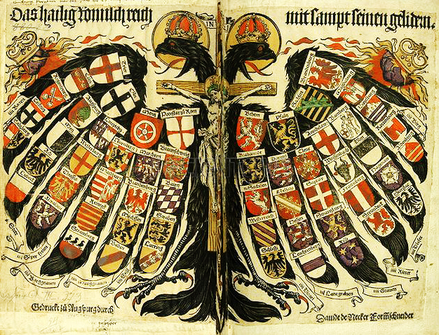 двуглавый орел с гербами  государств, символ Священной Римской империи