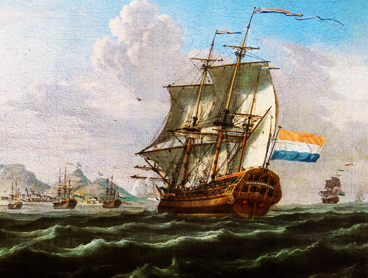 голландские корабли в Столовой бухте, Капстад, Капская колония