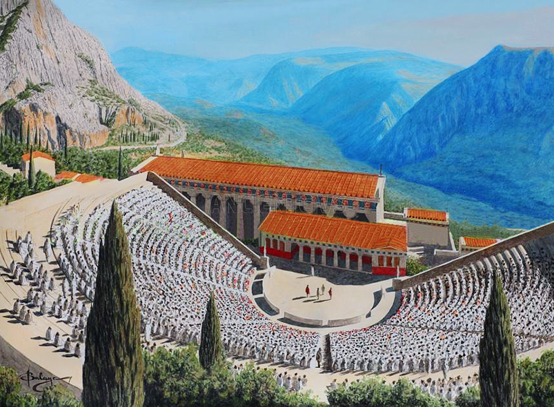 амфитеатр в древнегреческих Дельфах, Греция