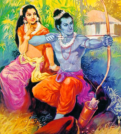 Рама - седьмая аватара Вишну, и его жена Сита