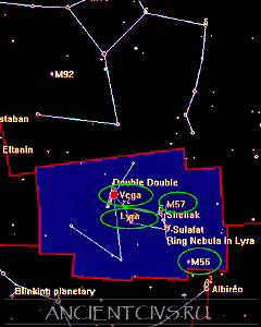 Расположение Созвездия Лира