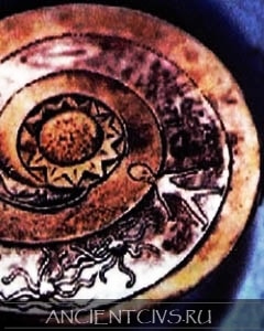 Диски Дропа с изображением пришельцев, возможно каменная библиотека