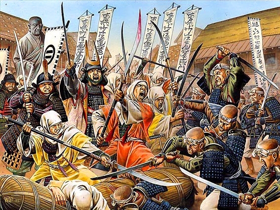 воины-монахи Хокке-шу защищают Киото от атак Икко-икки, 1528 г.